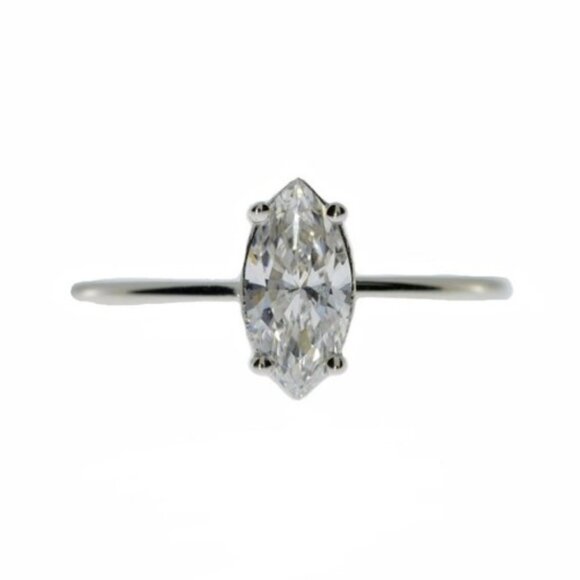 14Kt Gold 1 Ct Lab Grown Diamond Marquise Ring - Picture 4 of 4